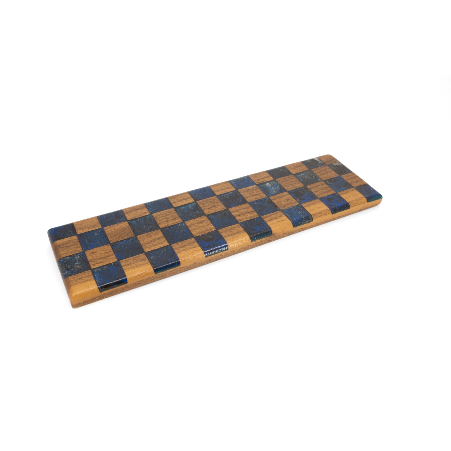 Walnut + Resin Checkerboard - 12.25" x 3.5" (65%) - Blue/Black